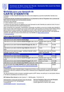 Tarifs carte d'identité